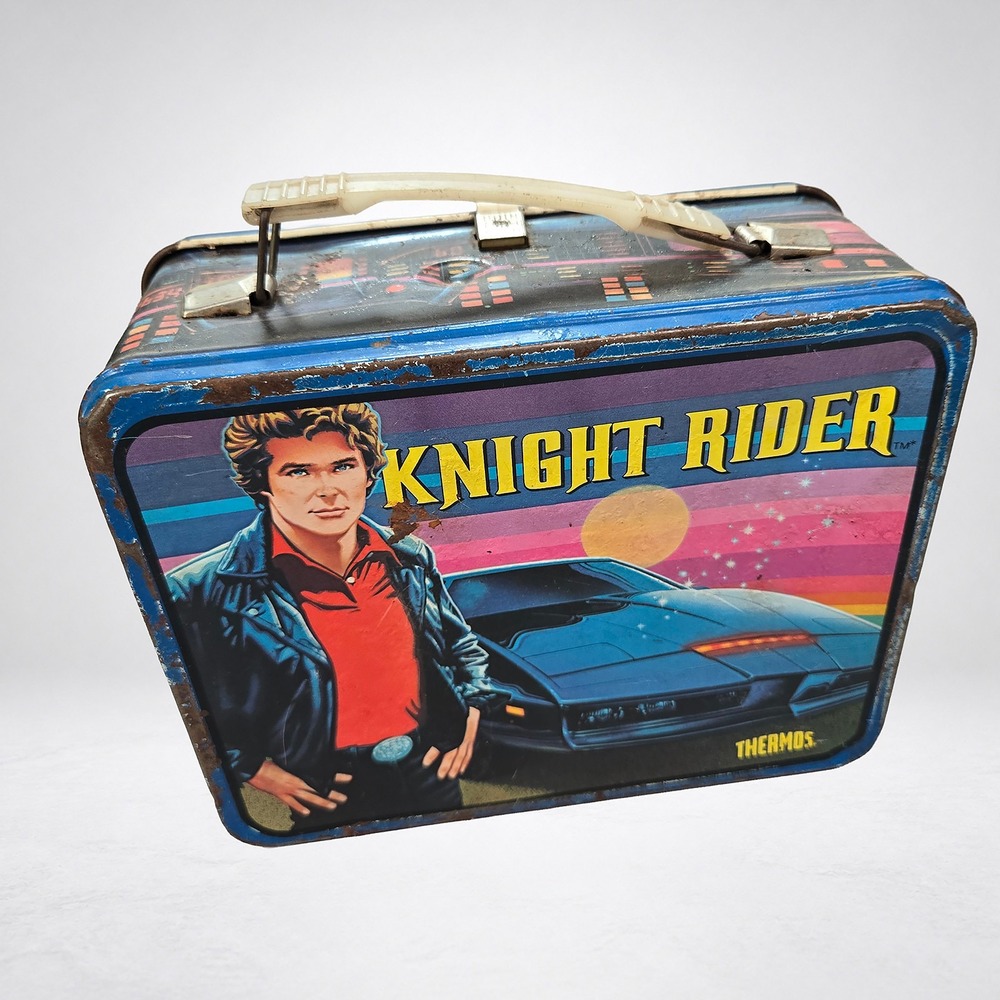 Thermos Knight Rider Lunchbox Kids OS Blue Fair Vintage 1982 Metal KITT TV Show